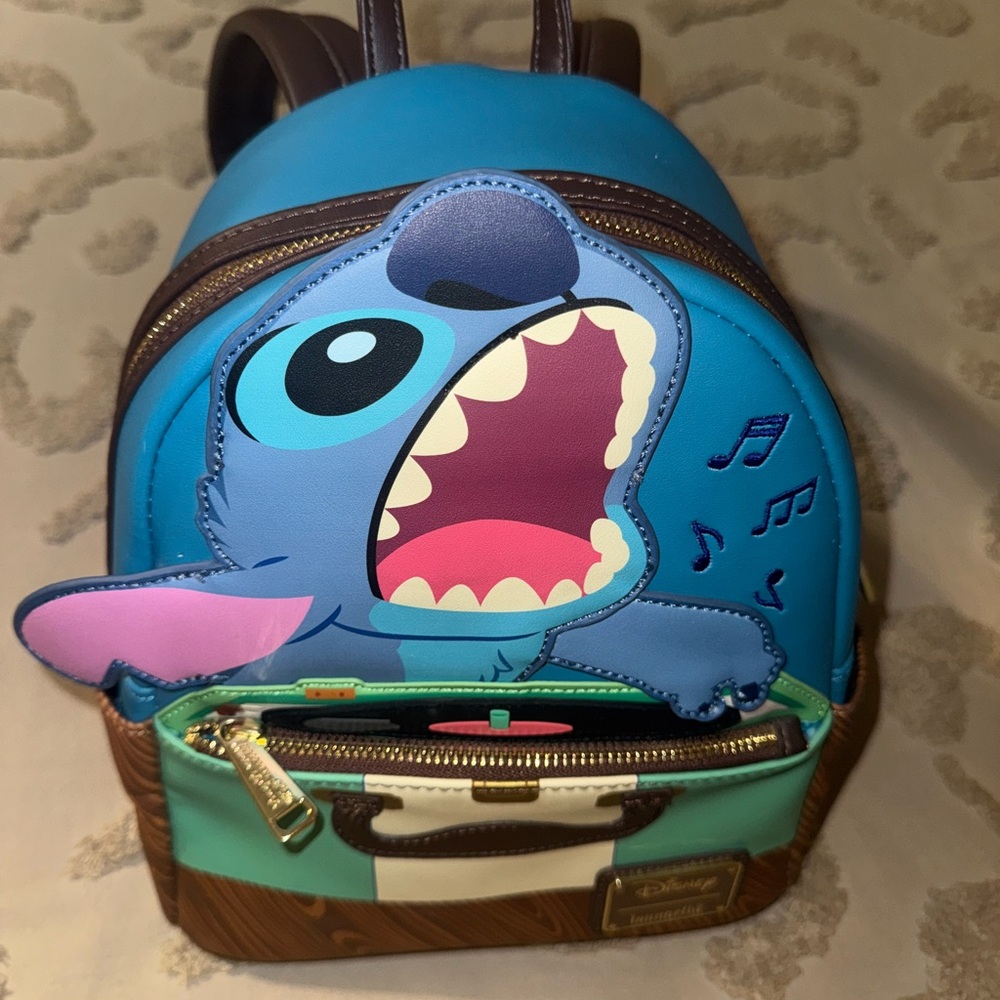 ***SOLD***Loungefly Disney Stitch  Mini Backpack - Record Player